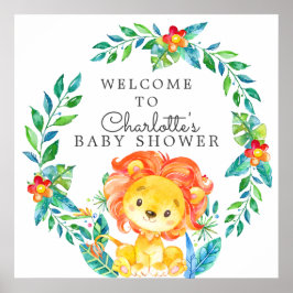 Välkommen till Jungle Lejon Baby Shower Poster