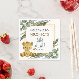 Välkommen till Jungle Safari Lejon Baby Shower Pappersservett