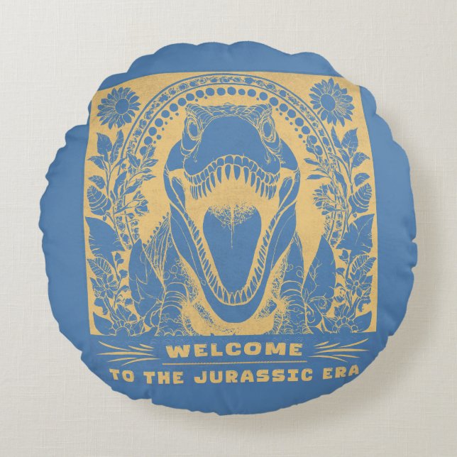 Välkommen till Juraperioden – Dinosaurie Kuddé Rund Kudde (Framsidan)