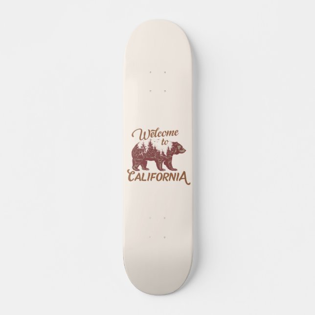 Välkommen till Kalifornien Bear Forest Mini Skateboard Bräda 18,5 Cm (Framsida)