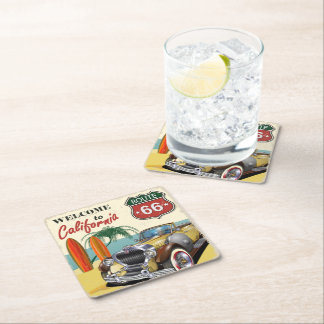 "Välkommen till Kalifornien" Route 66 poster. Underlägg Papper Kvadrat