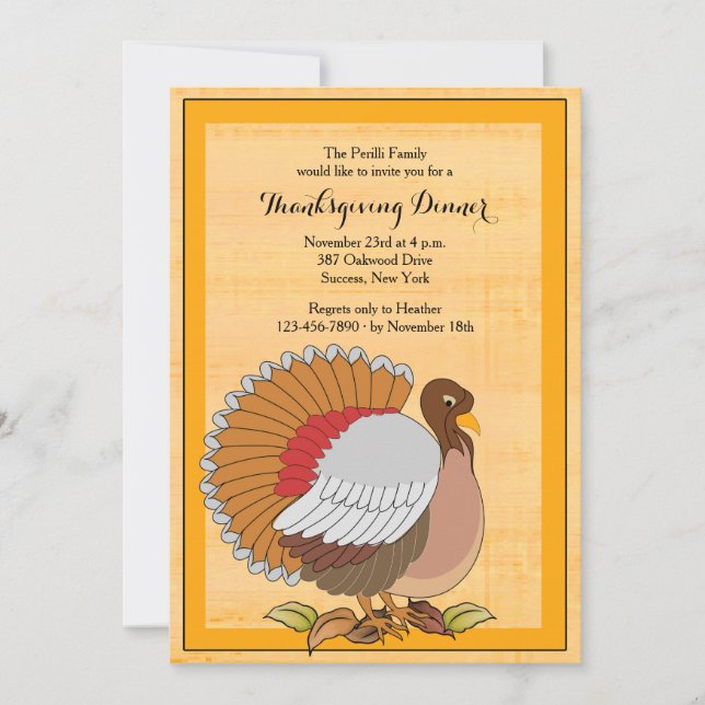 Välkommen till Kalkon Thanksgiving Middag Inbjudningar (Framsida)