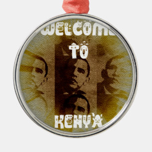 Välkommen till Kenya med Obama Collage Julgransprydnad Metall