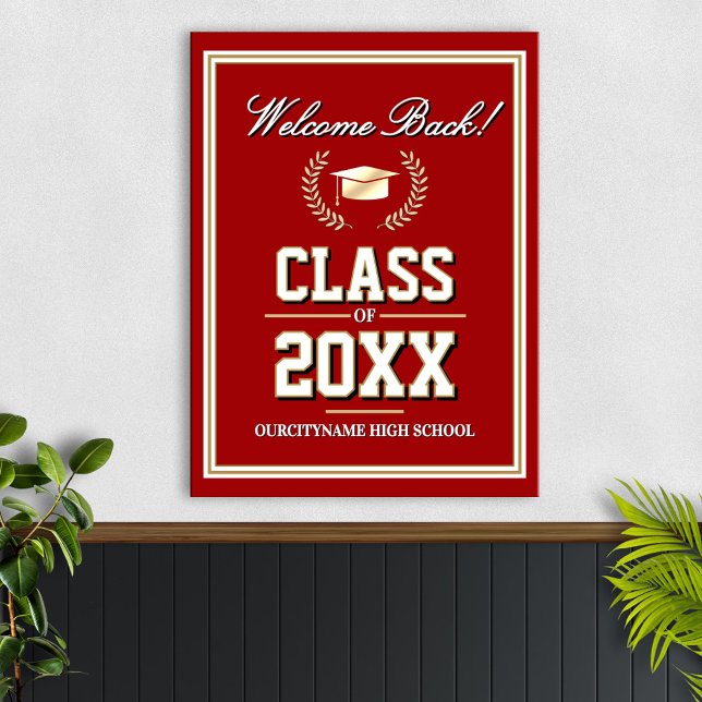 Välkommen till klassåterträff med skolans färger poster (Skapare uppladdad)