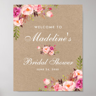 Välkommen till Kraft Rosa Blommigt Möhippa Poster