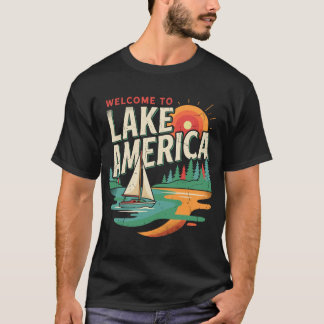 Välkommen till Lake America Vintage Sailboat T Shirt