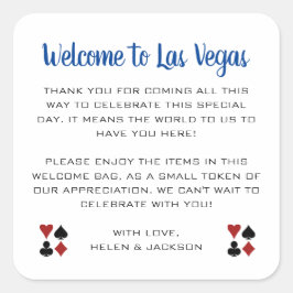 Välkommen till Las Vegas Bröllop Basket Fyrkantigt Klistermärke