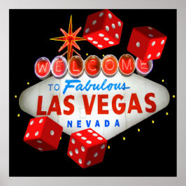 Välkommen till Las Vegas + Dice Vector Graphic Poster