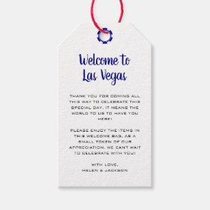 Välkommen till Las Vegas Navy Blue Bröllop Välkomm Presentetikett