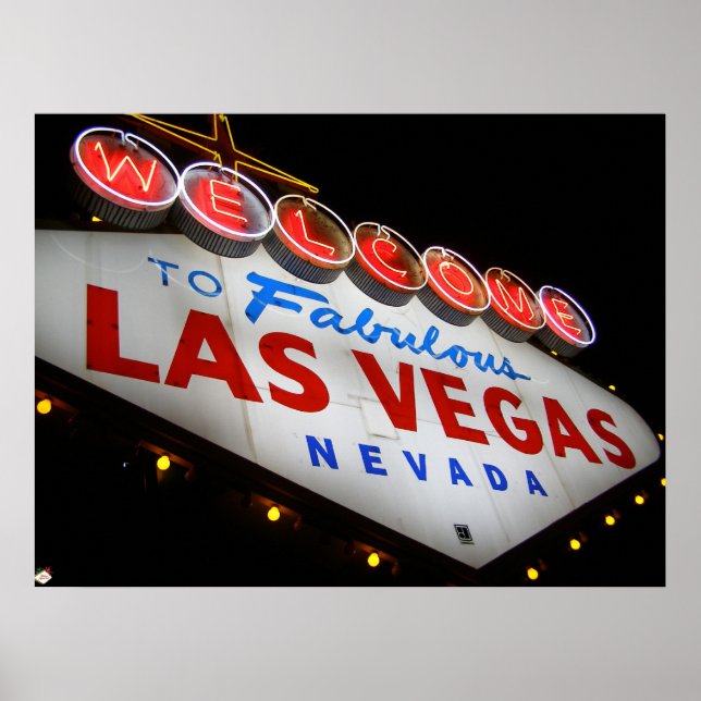Välkommen till Las Vegas Neon Poster Skriv ut (Framsidan)