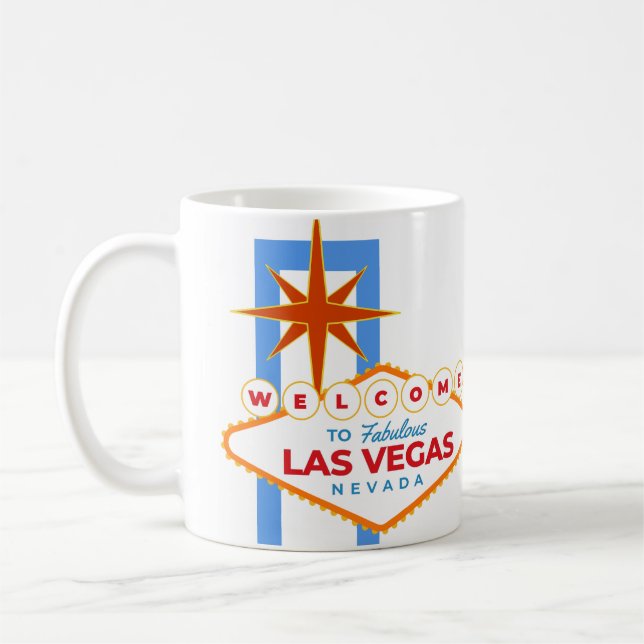 Välkommen till Las Vegas Nevada vit Kaffemugg (Vänster)