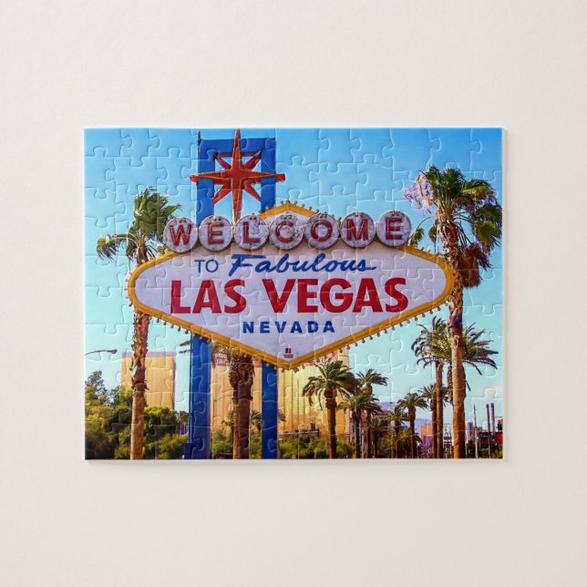Välkommen till Las Vegas Sign Jigszle Puzzle Pussel (Horisontell)