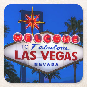 Välkommen till Las Vegas-signalen Underlägg Papper Kvadrat