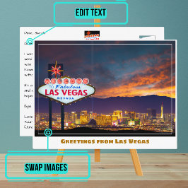 Välkommen till Las Vegas-signalen vid Sunset i Las Vykort