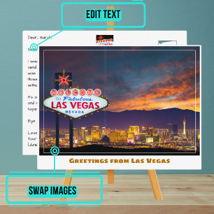 Välkommen till Las Vegas-signalen vid Sunset i Las Vykort