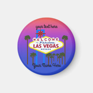 Välkommen till Las Vegas-signering nr 3 Round Magn Magnet