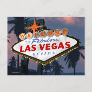 Välkommen till Las Vegas-skylt Retro Neon-vykort Vykort