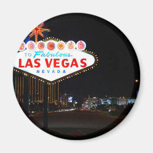 Välkommen till Las Vegas-skylten som tänds på n Magnet