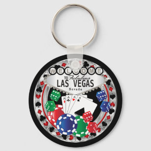 Välkommen till Las Vegas Stil - Red och Silver Nyckelring
