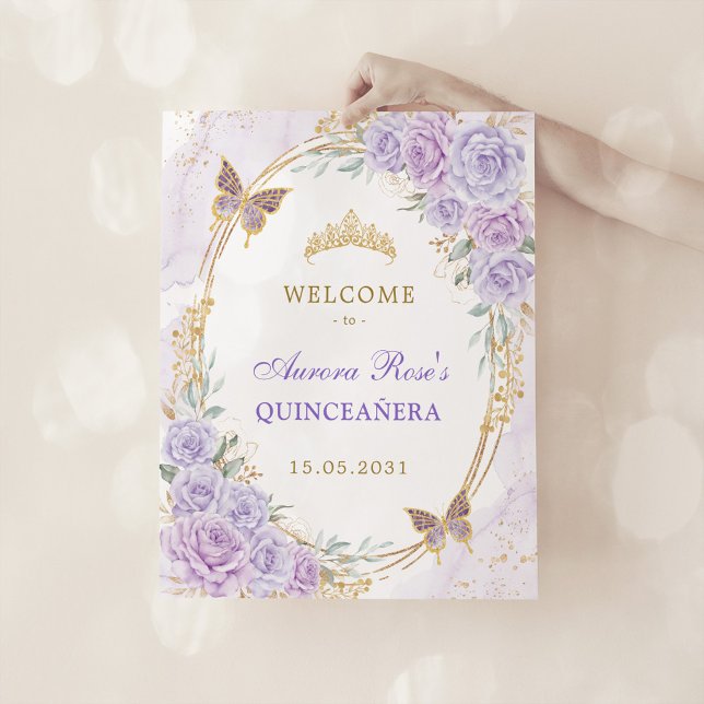 Välkommen till Lavender Guld Quinceañera Butterfly Fototryck (Skapare uppladdad)