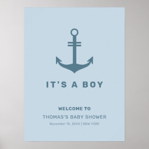 Välkommen till Light Blue Elegant Anchor Baby Show Poster