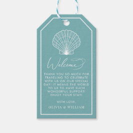Välkommen till Light Teal Seashell Beach Elegant b Presentetikett