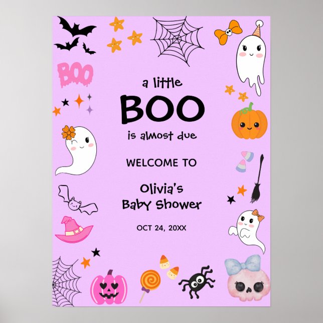 Välkommen till lila A Little Boo Halloween Baby Sh Poster (Framsidan)