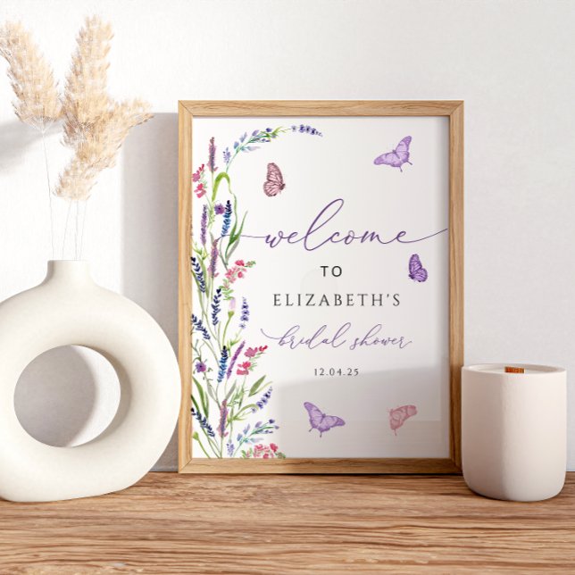 Välkommen till lila Blommigt Lavender Möhippa Poster (Skapare uppladdad)