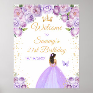 Välkommen till lila brunett hår prinsessans födels poster