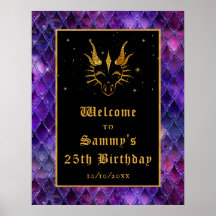 Välkommen till lila Dragon Scales Guld Födelsedags