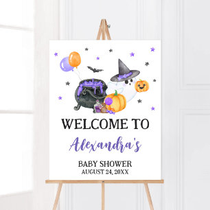 Välkommen till lila Little Boo Ghost Baby Shower Poster
