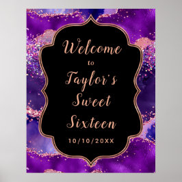 Välkommen till lila Rosa Sequins Agate Sweet sixte Poster