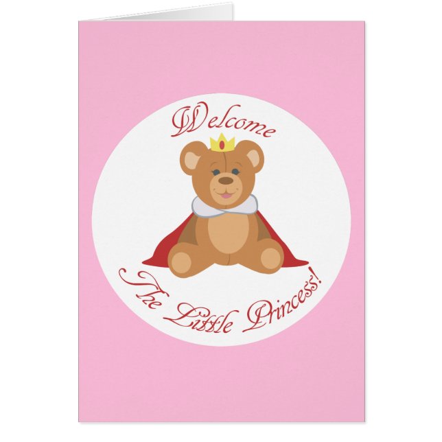 Välkommen till lilla prinsessan hälsningskort (Framsidan)