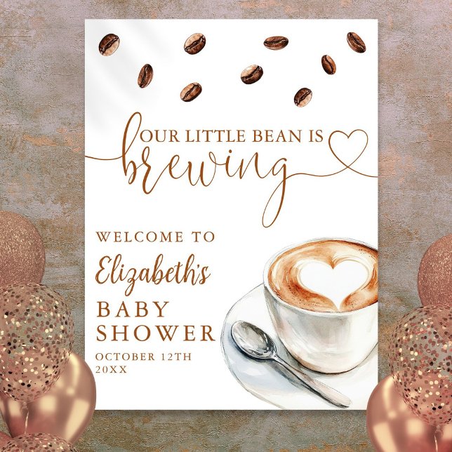 Välkommen till Little Bean Brewing Coffee Baby Sho Poster (Little Bean Brewing Coffee Baby Shower Welcome Poster)