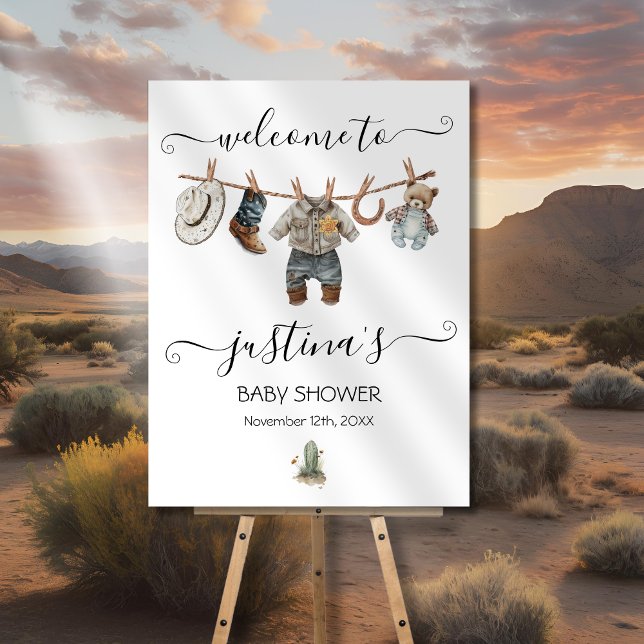 Välkommen till Little Cowboy Baby Shower Boy Cloth Poster (Skapare uppladdad)