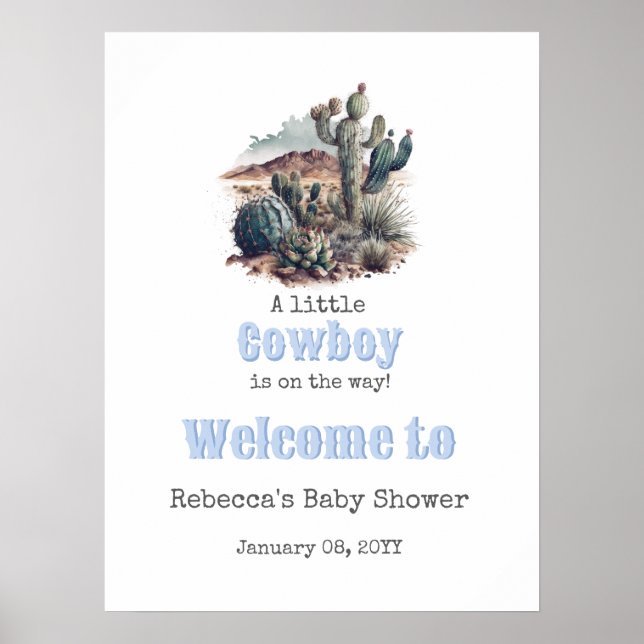 Välkommen till Little Cowboy Western Blue Boy Baby Poster (Framsidan)