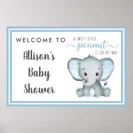 Välkommen till Little Peanut Elephant Pojke Shower Poster