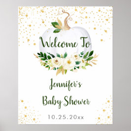 Välkommen till Little Pumpkin Greenery Guld Baby S Poster