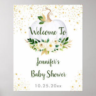 Välkommen till Little Pumpkin Greenery Guld Baby S Poster