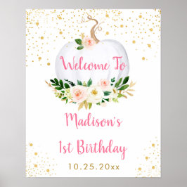 Välkommen till Little Pumpkin Rosa Guld Birthday V Poster
