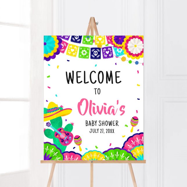 Välkommen till Little Senorita Fiesta Baby Shower Poster (Mexican Baby Shower Welcome Sign)