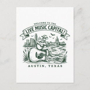 Välkommen till Live Music Capital Austin City Texa Vykort