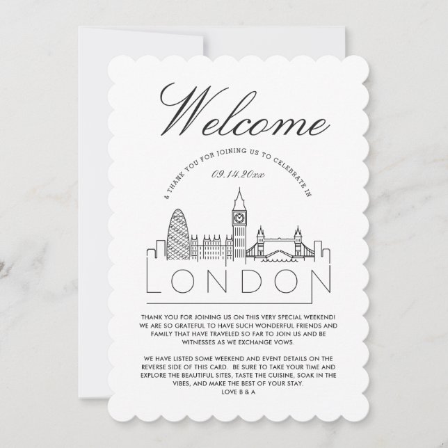 Välkommen till London | Bröllop-gästinformationsko Inbjudningar (Framsida)