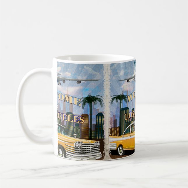 Välkommen till Los Angeles retro poster. Kaffemugg (Vänster)