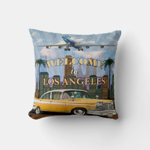 Välkommen till Los Angeles retro poster. Kudde