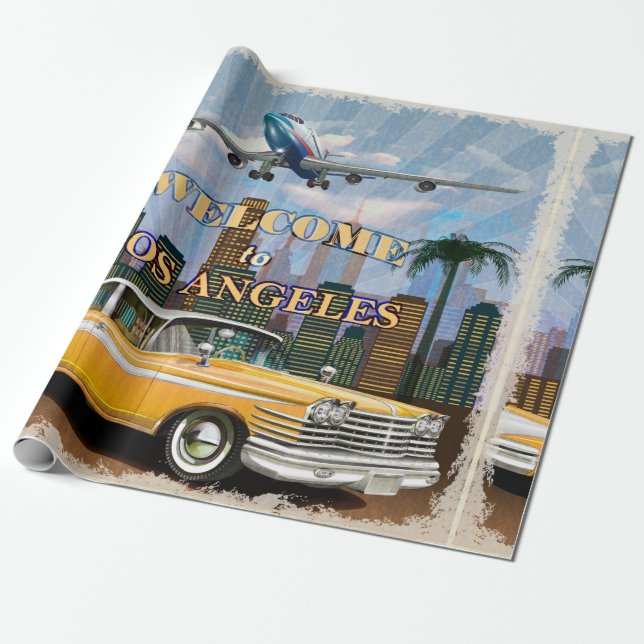 Välkommen till Los Angeles retro poster. Presentpapper (Utrullad)