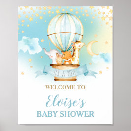 Välkommen till luftballong Baby Shower Jungle Anim Poster