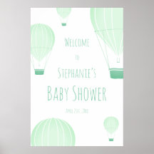 Välkommen till luftballong Grönt Baby Shower