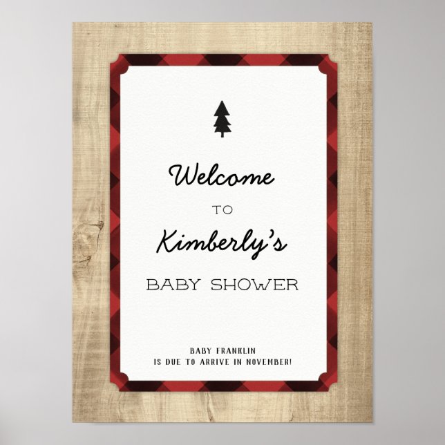 Välkommen till Lumberjack Flansk Baby Shower Poster (Framsidan)