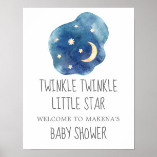 Välkommen till måne och Stars Twinkle Twinkle Litt Poster